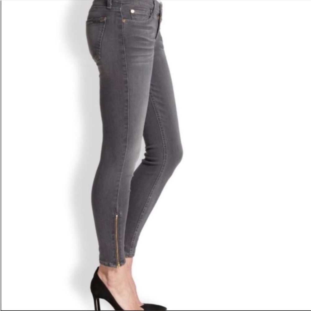 7 FOR ALL MANKIND THE SKINNY GREY denim JEANS mid rise womens size 26